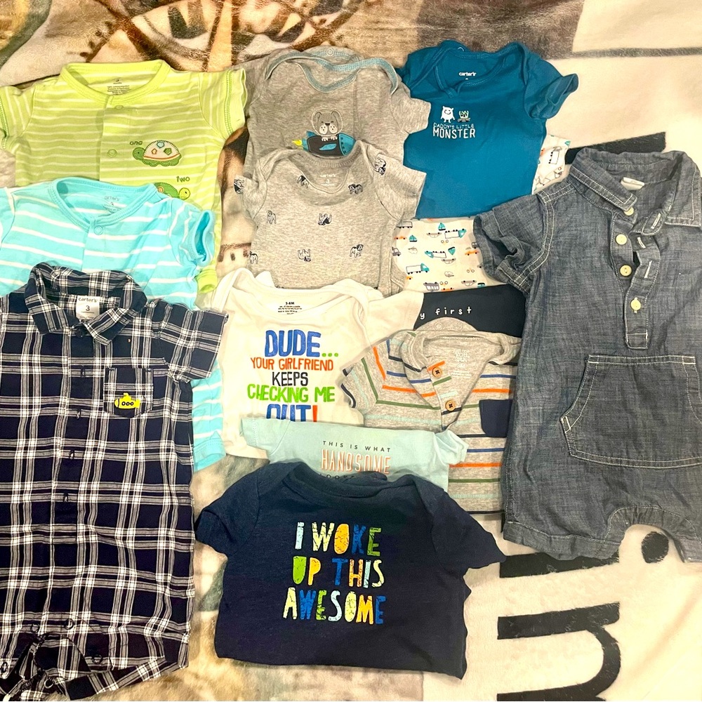 Baby Boys 3 months and some 3-6 months clothing. Great used condition.